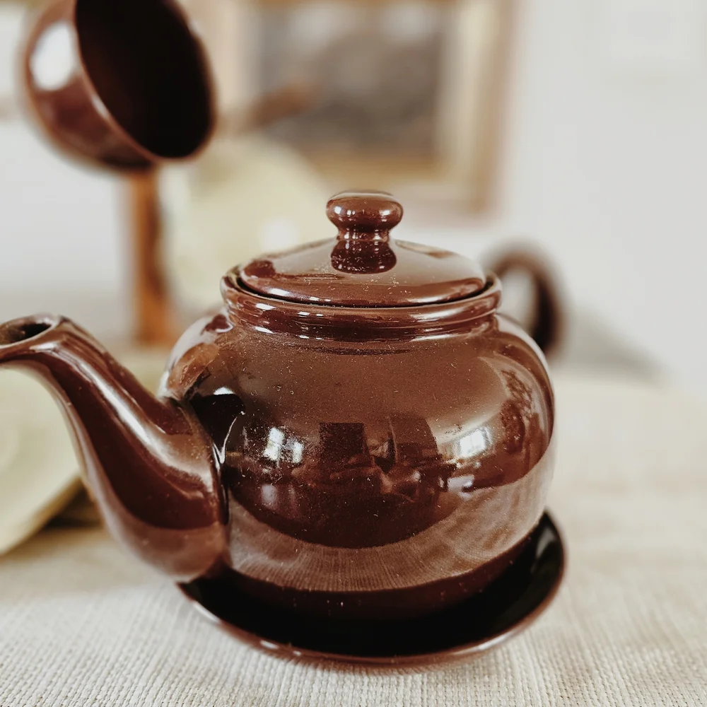 Vintage Ceramic Brown and Green Tea Set - Picture 4 of 9
